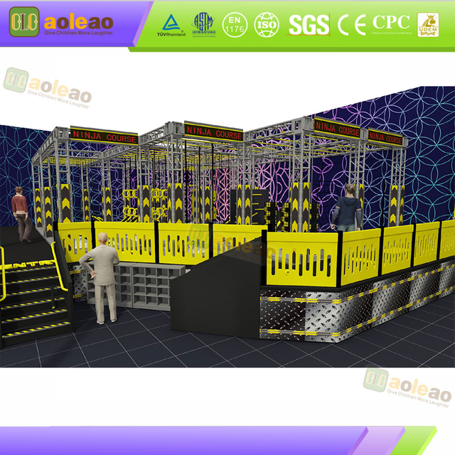 Indoor Ninja Crossing Obstakel-opgeschort ontwerp-hoog plafond Ruimterijke speelervaring | Aoleao